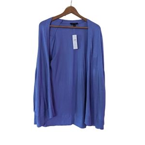 NWT Ann Taylor Silk Blend Knit Open Cardigan in Washed Blueberry Women's Size L